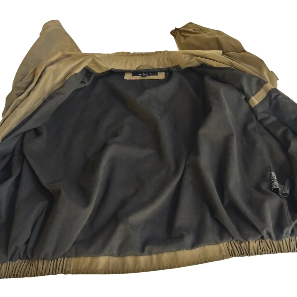 Claiborne Man's Olive Green ZIP Up Lined Bomber Jacket Size LT
